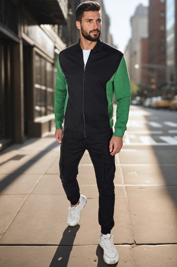 Moška jopa z zadrgo in pokončnim ovratnikom črna Dstreet BX5908