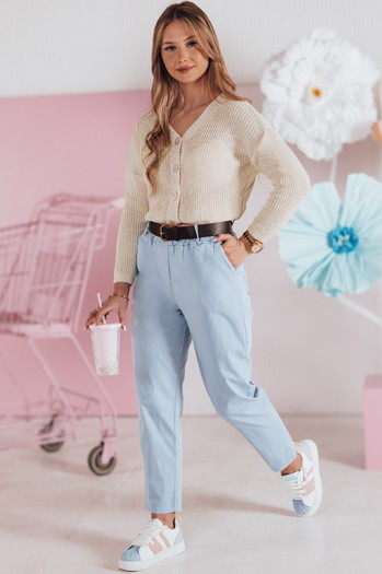 Ženski pulover ene velikosti oversize rebrasti SWEETDREAM ecru Dstreet MY2457