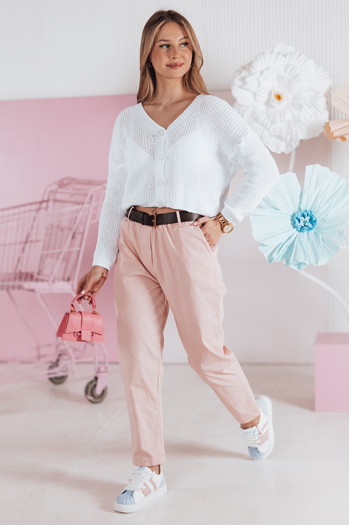 Ženski plaviči ene velikosti oversize z rebri SWEETDREAM beli Dstreet MY2459