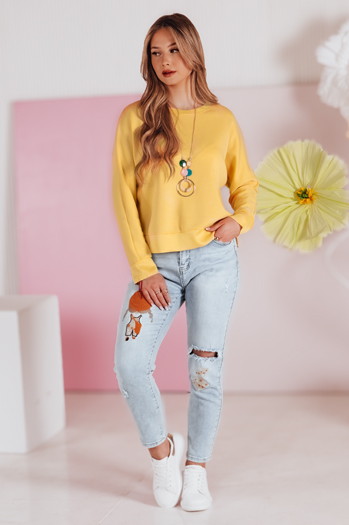 Ženska bluza prevelike velikosti z obeskom NUBISS rumena Dstreet RY2798