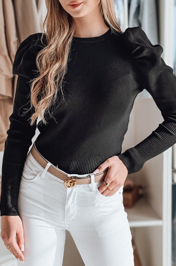 Ženski pulover ene velikosti z dodatki ELENORI black Dstreet MY2465