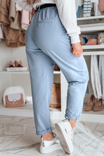 Ženske hlače chinos s pasom TAILANDI modra Dstreet UY2550