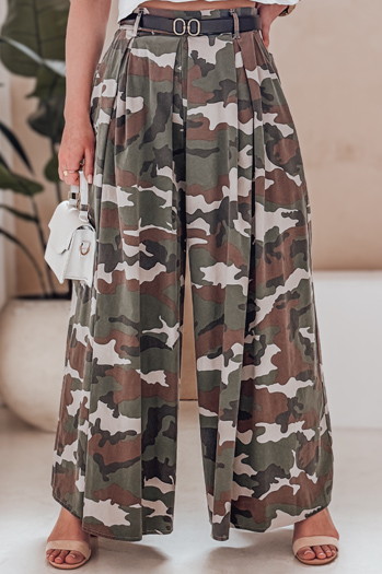 FLOWES temno zeleno moro krilo-hlačnice s pasom Dstreet UY2561