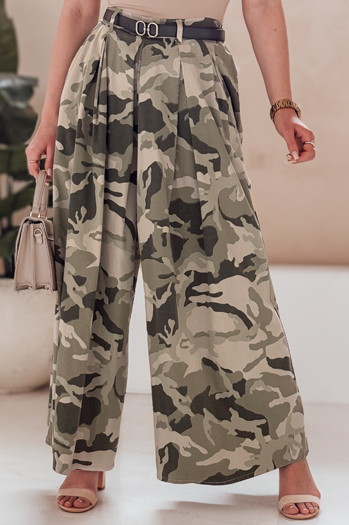 FLOWES svetlo zeleno moro krilo-hlačnice s pasom Dstreet UY2562