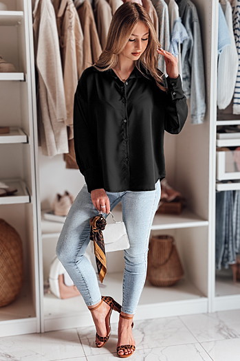 Ženska majica prevelike velikosti SATINIA black Dstreet DY0450