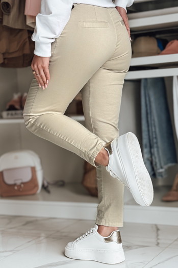 Ženske hlače s pasom MODELA cappuccino Dstreet UY2566