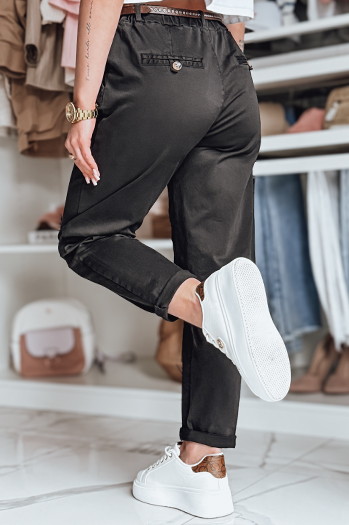 Ženske hlače s pasom RELCIX black Dstreet UY2584