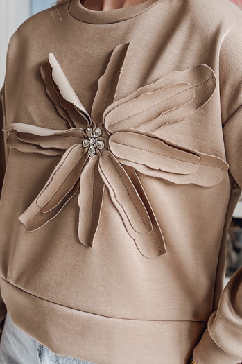 Ženska bluza prevelike velikosti s cvetjem PETITKA mocha Dstreet BY1386