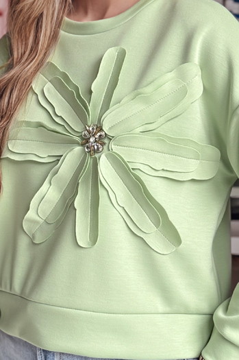 Ženska bluza prevelike velikosti s cvetjem PETITKA mint Dstreet BY1389