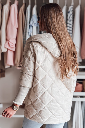 Ženska prehodna prešita jakna oversize PUFFILOF light beige Dstreet TY4856