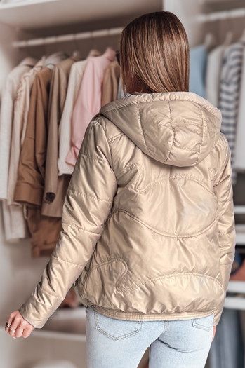 Ženska prehodna prešita jakna s kapuco NIVESSO beige Dstreet TY4858