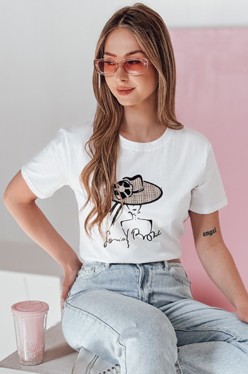 Ženska majica s potiskom WOMANPOW bela Dstreet RY2804