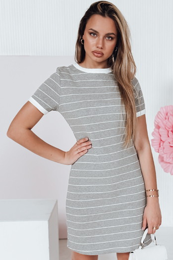 Ženska mini črtasta obleka FITLINES siva Dstreet EY2580