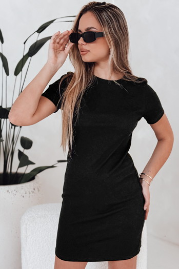 Ženska črtasta mini obleka RIBBINA black Dstreet EY2581