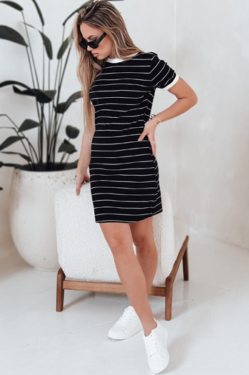 Ženska črtasta mini obleka FITLINES black Dstreet EY2584