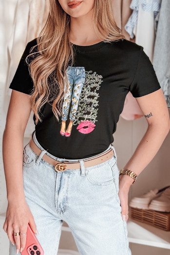Ženska majica s potiskom TRENDAY black Dstreet RY2824