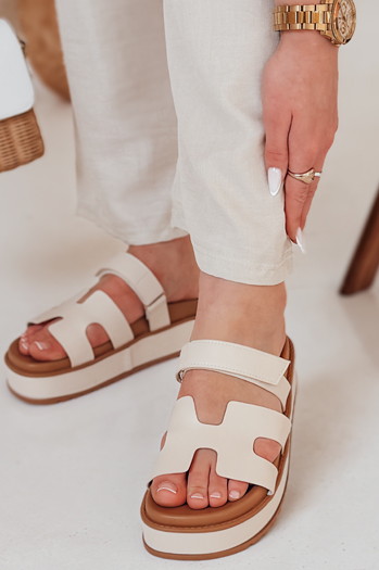 Ženske japonke na velcro PLATFOR beige Dstreet ZY0866