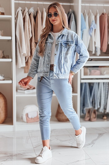 Ženske hlače s pasom MADELINA blue Dstreet UY2626