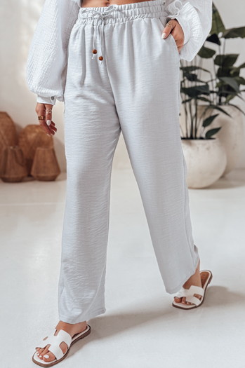 Ženske široke hlače iz blaga LINESSA white Dstreet UY2646