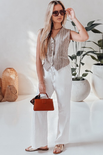 Ženske priložnostne hlače s širokimi nogami BOHO DAY white Dstreet UY2652