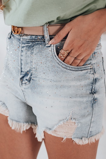 Ženske kratke hlače iz džinsa s cirkoni LIKE A STAR blue Dstreet SY0472