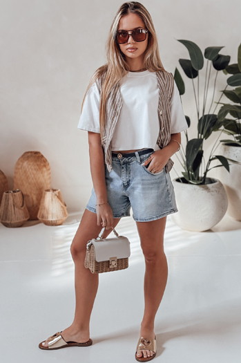 Ženske kratke hlače iz džinsa s pasom HELLO JEAN modra Dstreet SY0481