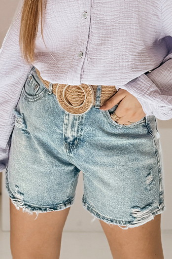 Ženske kratke hlače iz džinsa s pasom HOT SUMMER blue Dstreet SY0485