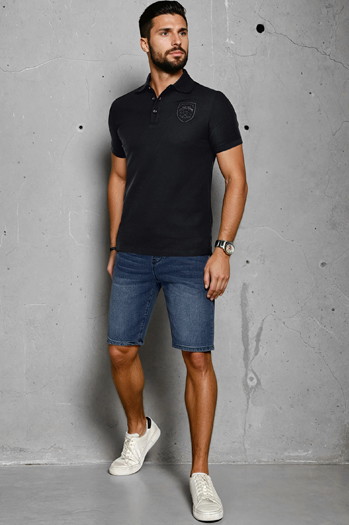 Moška polo majica z našitkom črna Dstreet PX0624