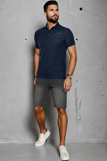 Moška polo majica z našitkom modra Dstreet PX0625