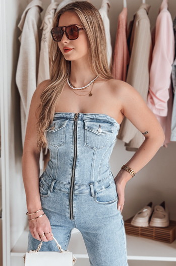 Ženski džins kombinezon s korzetom GORSSANKA blue Dstreet EY2587