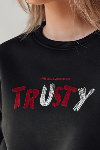 Ženska bluza prevelike velikosti z vezenino SOFTRUS črna Dstreet BY1408