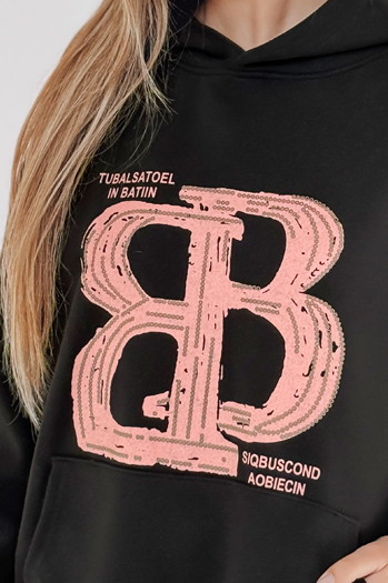 Ženska bluza s kapuco LITESSO black Dstreet BY1413