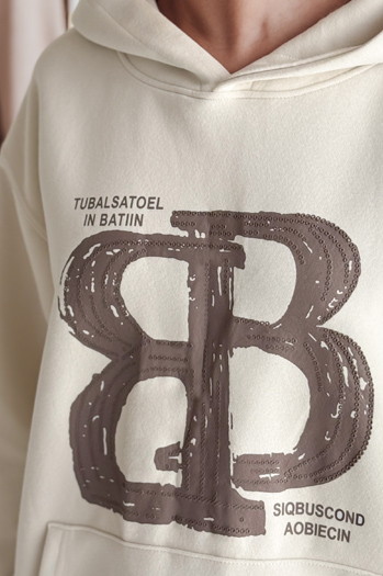 Ženska bluza s kapuco presežne velikosti LITESSO beige Dstreet BY1418