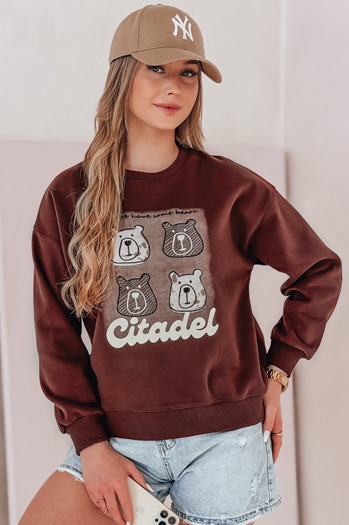 Ženska bluza prevelike velikosti z medvedki MISOBEARS burgundska Dstreet BY1434