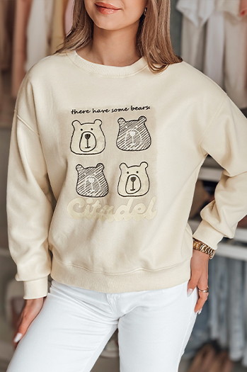 Ženska bluza prevelike velikosti z medvedki MISOBEARS ecru Dstreet BY1435