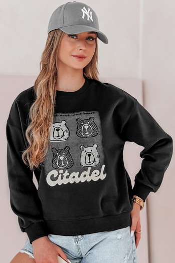 Ženska bluza prevelike velikosti z medvedki MISOBEARS črna Dstreet BY1437