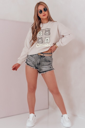 Ženska bluza prevelike velikosti z medvedki MISOBEARS beige Dstreet BY1438