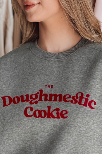 Ženska bluza prevelike velikosti s potiskom COOKIES temno sive barve Dstreet BY1443