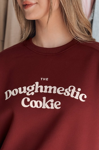 Ženska bluza prevelike velikosti s potiskom COOKIES v bordo barvi Dstreet BY1445