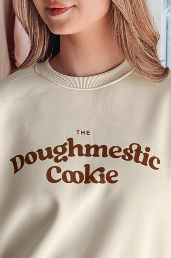 Ženska bluza prevelike velikosti s potiskom COOKIES svetlo bež Dstreet BY1446