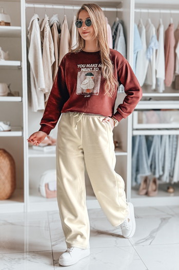 Ženske superge s širokimi nogavicami DRESMOOD PREMIUM beige Dstreet UY2689