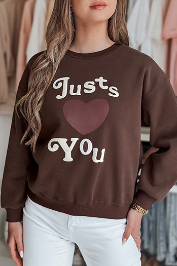 Ženska bluza s potiskom JUST LOVE YOU rjave barve Dstreet BY1477