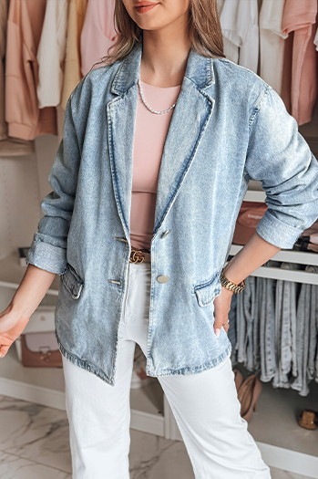 Ženska prevelika jeans jakna RUNAWAY blue Dstreet TY4906