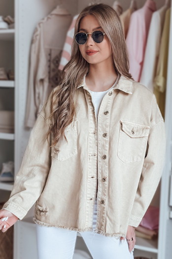 Ženska prevelika džins jakna JUSTDEM beige Dstreet TY4908
