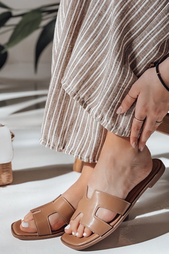 Ženske japonke z izrezi KLASSINO khaki Dstreet ZY0881
