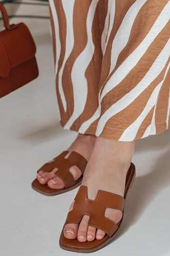 Ženske japonke z izrezi KLASSINO camel Dstreet ZY0882