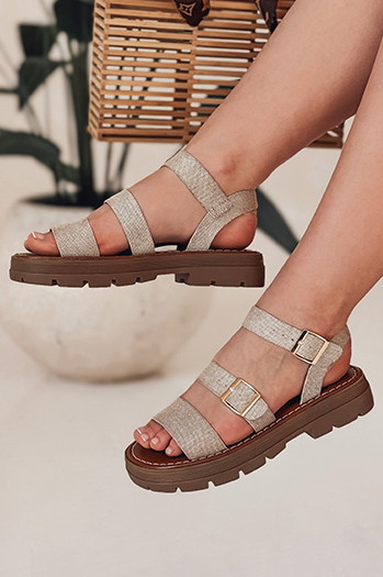 Ženski sandali z zaponkami SOLARIA beige Dstreet ZY0888