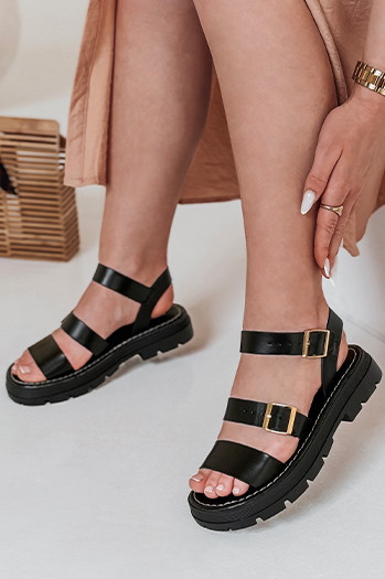 Ženski sandali z zaponkami SOLARIA black Dstreet ZY0889