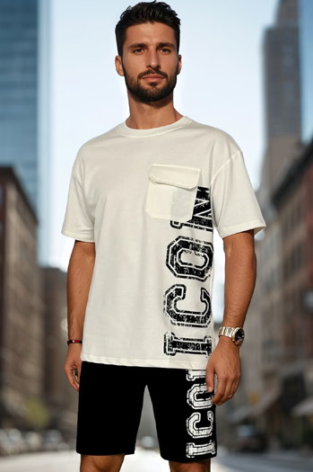 Moški potiskani beli komplet Dstreet AX0800