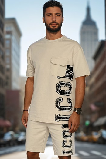 Moški kaki komplet s potiskom Dstreet AX0801